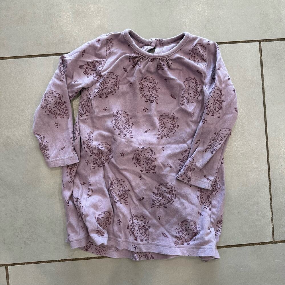 City Mouse Purple Owl Print Dress sz Girls 2yr